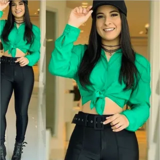 Blusa Manga Longa Feminina Social Camisete Comprida Casual - Pink Fúcsia