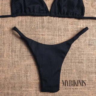 Biquíni fio duplo com calcinha cortininha de marquinha de fita - Fúcsia