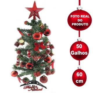 Decoração completa de Natal: Árvore com 57 enfeites e pisca de 60cm - Único