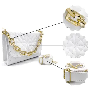 Alça de Mão e Transversal Bolsa Feminina Luxo com Corrente - luxo preta