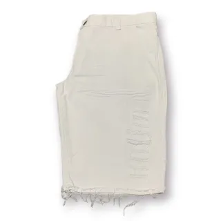 Promoção Bermuda Masculina Jeans Barato Preto Branco Desfiado - Branco