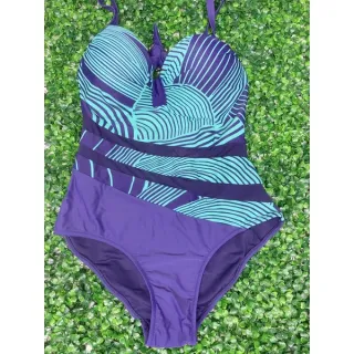 Moda Praia Feminina Plus Size - Maiô Estampado Tule - Verde