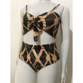 Lançamento Biquíni Feminino Oncinha Animal Print, cintura alta com Laço - 04