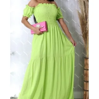 Vestido ciganinha longo estampa onça, manga curta e levinho - Preto