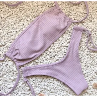 Moda Blogueira: Biquini Feminino Canelado Suplex Cropped Asa Delta - Onça Lilas