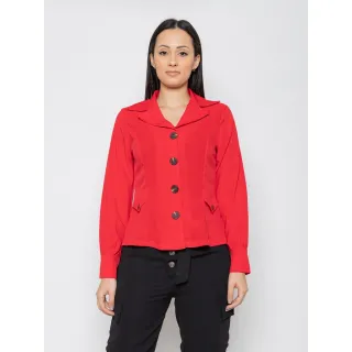 Camisa casual feminina social com gola e botões DL91135 - Terra cota