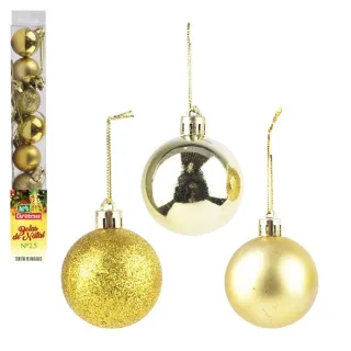 Decoração Natalina Bolas de Árvore Enfeites - Conjunto com 7 Bolas - Bronze
