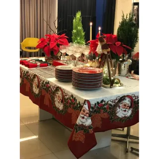 Promoção Toalha de Mesa Renda de Natal para 6 Cadeira - Único