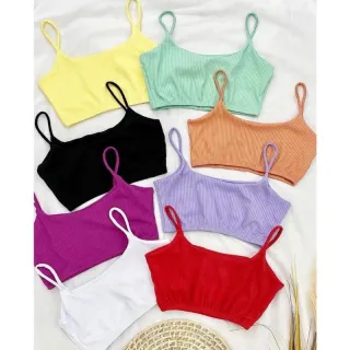 Canelado alça fina top cropped - Lilás