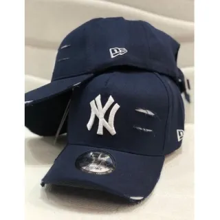 Modelo Casual NY Boné Rasgado Aba Torta 2023 - NY RASGADO AZUL/BRANCO