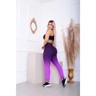 Legging Fitness Degradê Jacquard: grossa, zero transparência, disfarça celulites - Azul