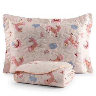 2 Peças Cobre Leito Infantil Solteiro Astronauta Azul Menino Menina - Vale dos Dinos