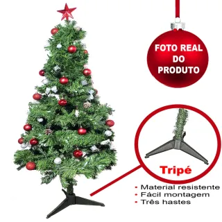 Decoração completa de Natal: Árvore com 57 enfeites e pisca de 60cm - Único