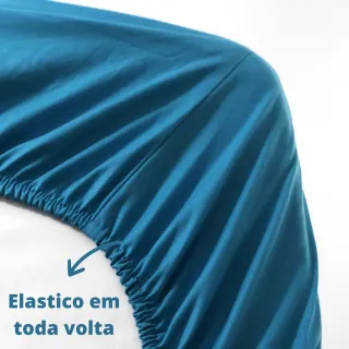 Lençol Malha Gel Avulso Casal - Queen 300 Fios - Malha Gel Azul