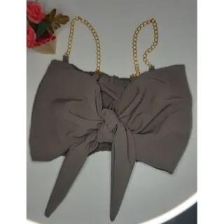 Blusa Cropped com corrente - Promoção diversas cores - Rose cetim1