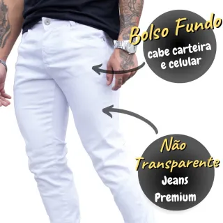 Acabamento Top Calça Jeans Masculina Branca Não Transparente - Calça Jeans Branca Lisa
