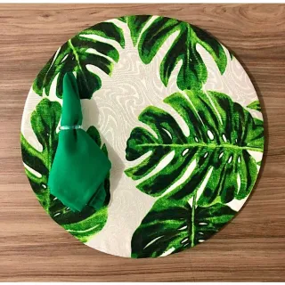 Decoração de Natal: Kit Mesa Posta com 18 Peças - Capas de Sousplat Estampado + Guardanapos + Argolas - Flores Vermelhas