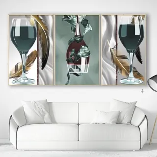 Arte Abstrata Moderna: Quadro Decorativo Pena Taça Copa - 120X60