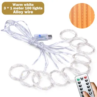 Decoração Romântica Pisca À Prova D'água para Festival de Casamento de Natal - Luzes de Cortina Floco de Neve - C-Warm Light-3m