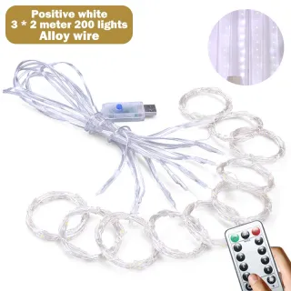 Decoração Romântica Pisca À Prova D'água para Festival de Casamento de Natal - Luzes de Cortina Floco de Neve - C-Warm Light-3m