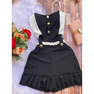 Princesa Macaquinho com Bojo e Elastano - Short Saia - Vermelho