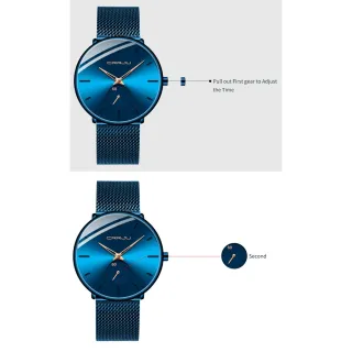 Marca Original Relógio Masculino CRRJU Ultra Fina Esportiva Negócios - preto prata