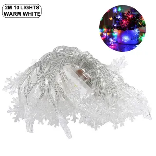 Decoração Romântica Pisca À Prova D'água para Festival de Casamento de Natal - Luzes de Cortina Floco de Neve - C-Warm Light-3m