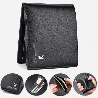 Porta-Cartões de Crédito Fina Retrô Masculina em Couro - Moda Nova - Preto