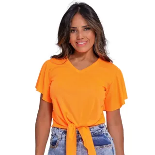 Blusa Manga Curta Neon Verão 2023 - Flare de Amarrar - Cores Variadas - Verde
