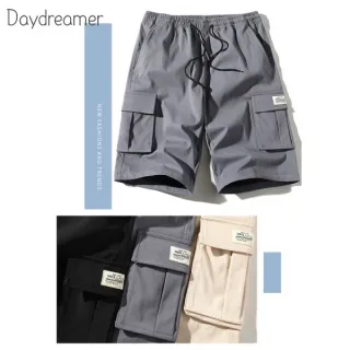 Nova Bermuda Masculina de Verão Folgada Cargo - Caqui