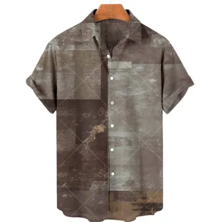 Camisa Masculina Retro Estilo V Manga Curta - Moda Tendência Sênior - ZL-2689