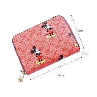 [Promoção] Carteira de couro feminina com padrão Mickey - 8 cores - Preto