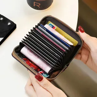 [Promoção] Carteira de couro feminina com padrão Mickey - 8 cores - Preto