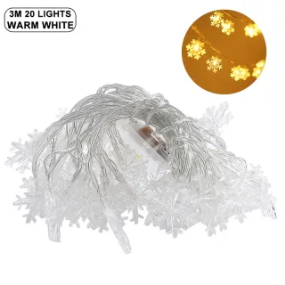 Decoração Romântica Pisca À Prova D'água para Festival de Casamento de Natal - Luzes de Cortina Floco de Neve - C-Warm Light-3m