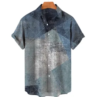 Camisa Masculina Retro Estilo V Manga Curta - Moda Tendência Sênior - ZL-2689