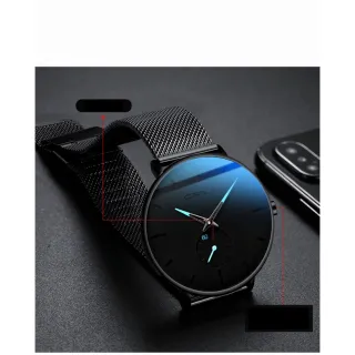 Marca Original Relógio Masculino CRRJU Ultra Fina Esportiva Negócios - preto prata