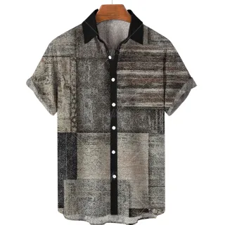 Camisa Masculina Retro Estilo V Manga Curta - Moda Tendência Sênior - ZL-2689