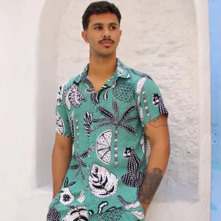 Camisa Havaiana Masculina Estampada Confortável Social Viscose Botão Florido - Estampa 01
