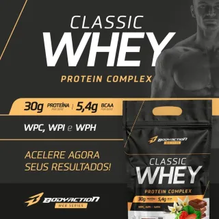 Proteína Whey Classic Bodyaction 900g - Isolada, Concentrada e Hidrolisada - Baunilha
