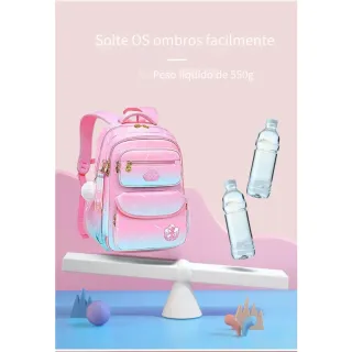 Proteção Ultra-Leve para Crianças: Mochila Escolar Infantil com Cor Degradê - Rosa Roxo Grande