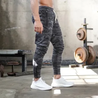 Calça Masculina Jogger Esportiva Fitness Com Zíper De Bolso - Cor Sólida - Cinza