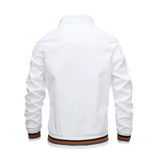 Casaco de Trencha Masculino Casual com Estampa de Lapela - Branco