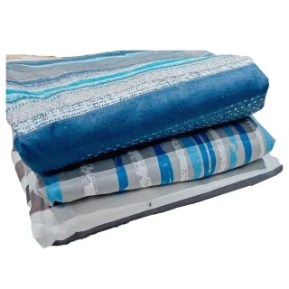 Lencol Queen Kit 3 Pcs Elastico Micropercal 200 fios - listrado azul escuro
