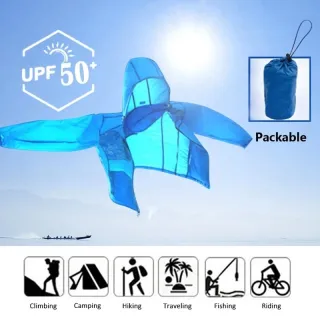 Vestuário Unissex Proteção Solar Corta-Vento Secagem Rápida para Esportes ao Ar Livre - Azul Claro