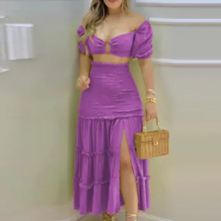 Vestidos de Verão com Flores, Ombros Longos e Forro - Amarelo