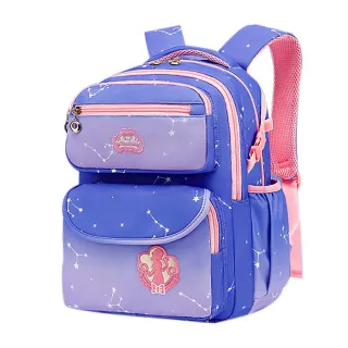 Proteção Ultra-Leve para Crianças: Mochila Escolar Infantil com Cor Degradê - Rosa Roxo Grande