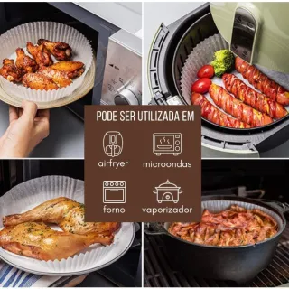 Papel redondo antiaderente descartável para Air Fryer - Forma em papel - 200 UNIDADES