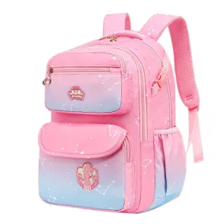Proteção Ultra-Leve para Crianças: Mochila Escolar Infantil com Cor Degradê - Rosa Roxo Grande