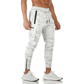 Calça Masculina Jogger Esportiva Fitness Com Zíper De Bolso - Cor Sólida - Cinza