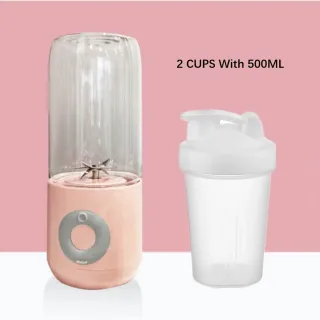 Espremedor Elétrico Mini Liquidificador Portátil J&M 400ML - Azul (2 xícaras 1 tampa)